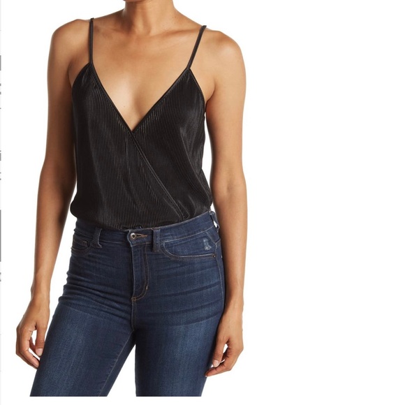 Wayf Tops - WAYF Surplice Ribbed Cami Bodysuit